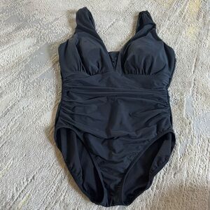 Lands End One Piece Swimsuit Mastectomy SlenderSuit Grecian Tummy Control 14
